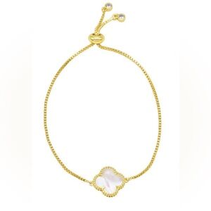 Adornia Adjustable Bolo Mother of Pearl Flower Bracelet